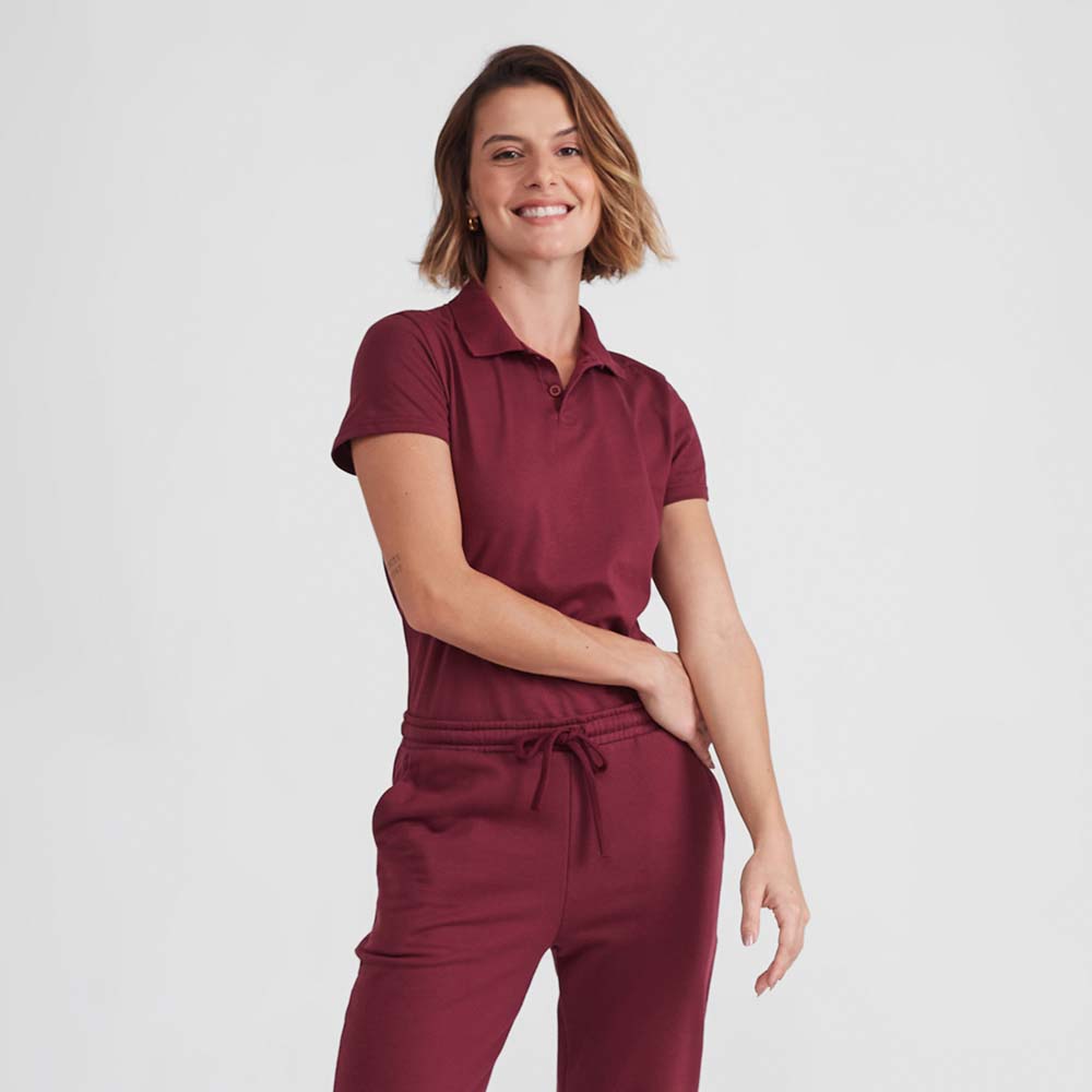 Camisa Polo Feminina - Vermelho Vinho