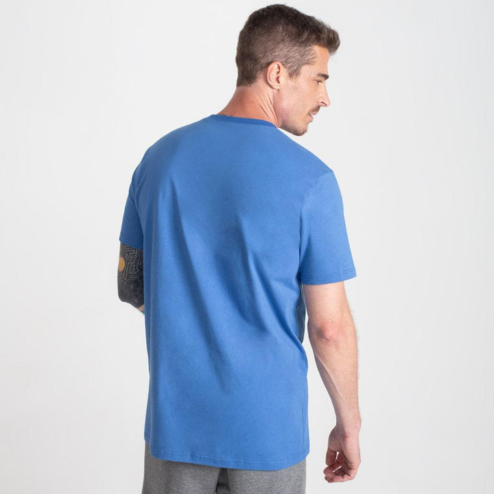 Camiseta Básica Gola V Masculina - Azul Oceano