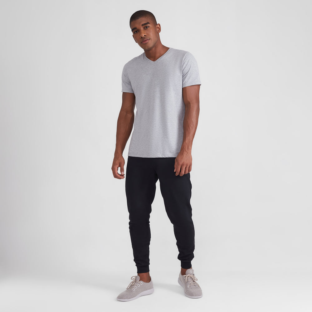 Camiseta Básica Gola V Masculina - Mescla Claro