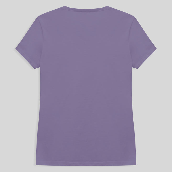 Camiseta Babylook Algodão Premium Gola V Feminina - Lilás
