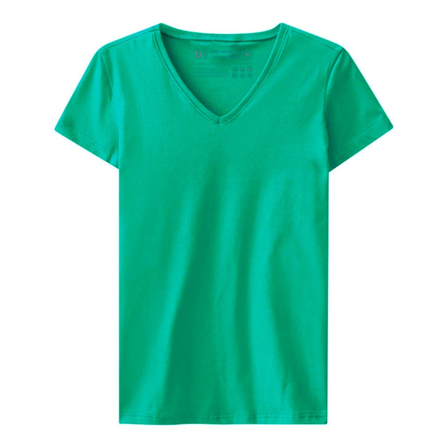 Camiseta Babylook Algodão Premium Gola V Feminina - Verde Floresta