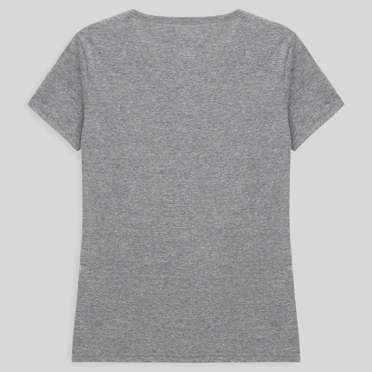 Camiseta Slim Gola V Feminina - Mescla Claro
