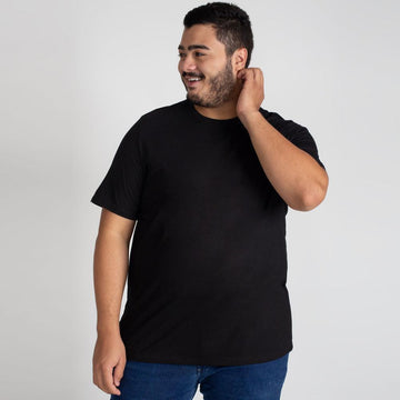 Camiseta Algodão Premium Plus Size Masculino - Preto