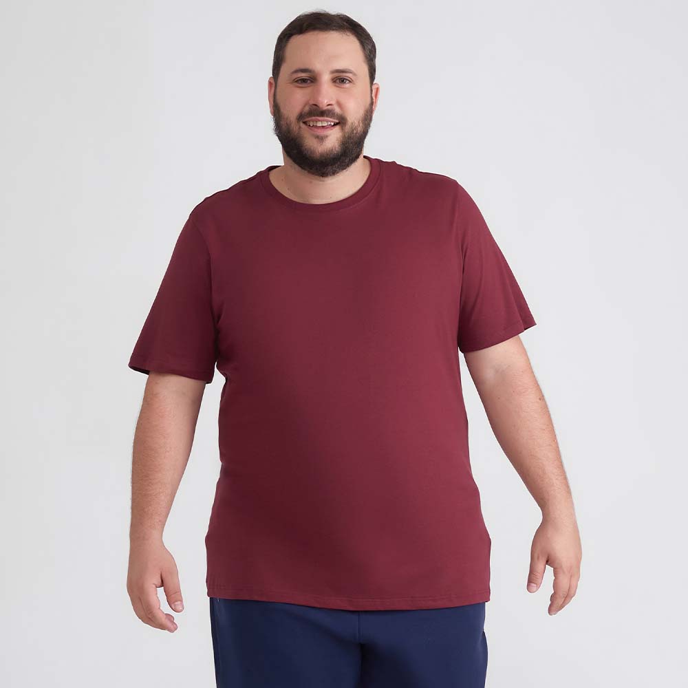 Camiseta Básica Plus Masculina - Vermelho Vinho