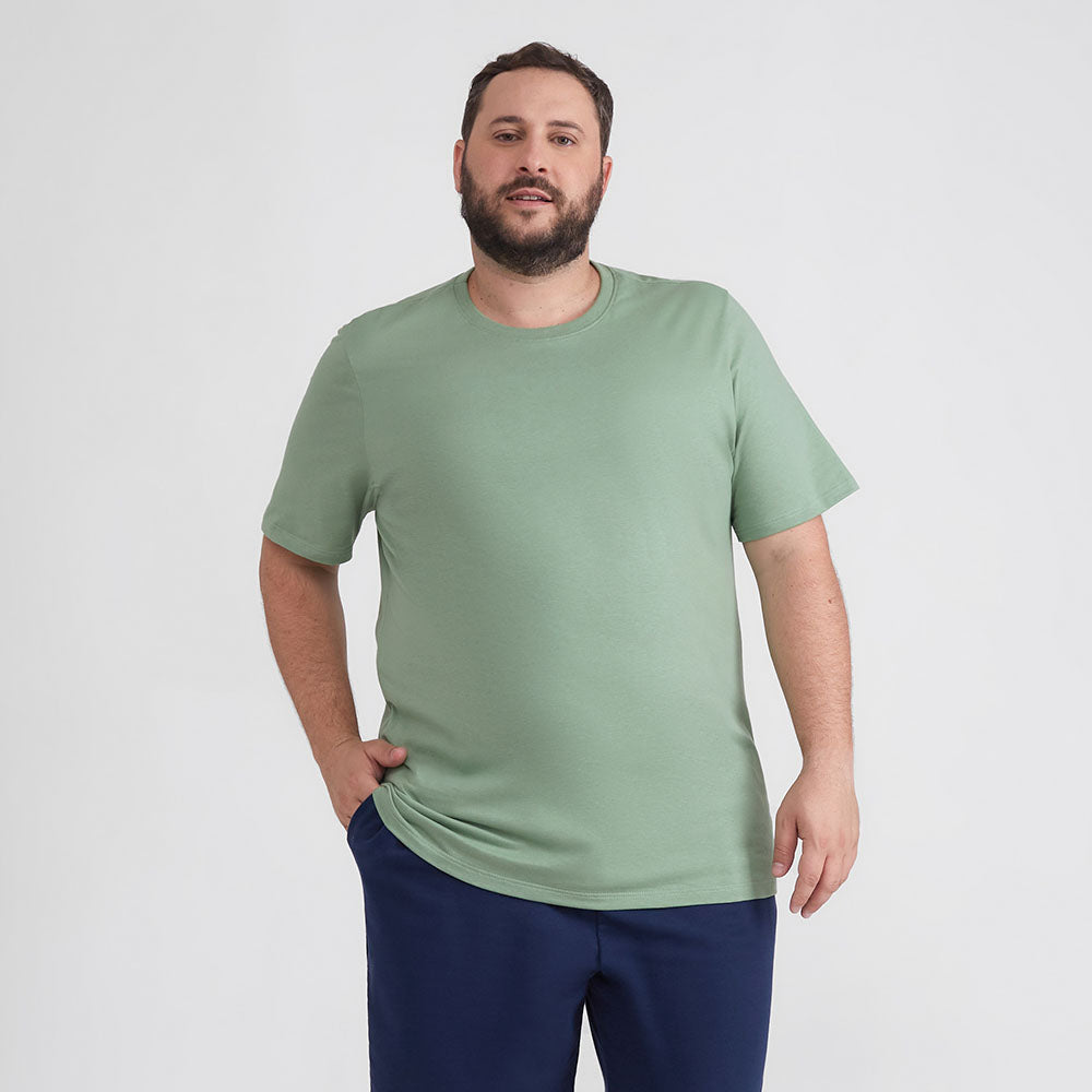 Camiseta Básica Plus Masculina - Verde Jade