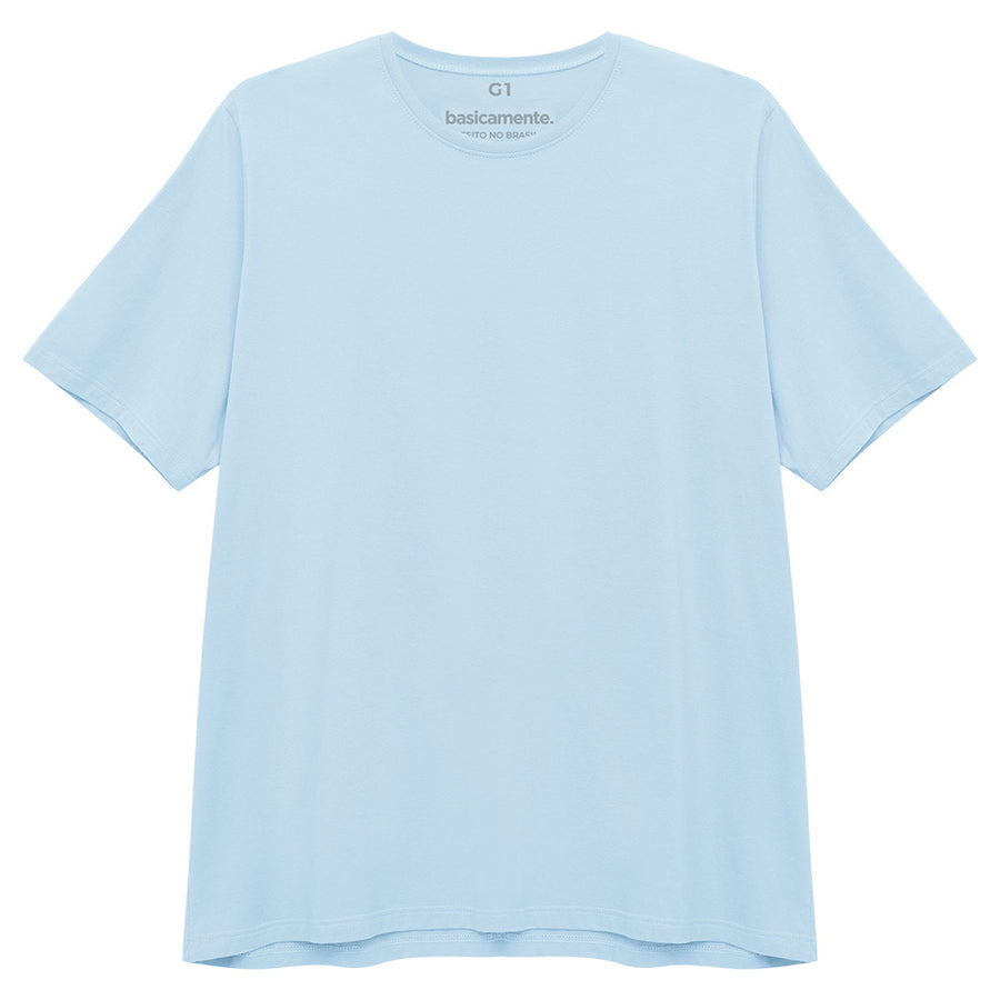 Camiseta Algodão Premium Plus Size Masculino - Azul Ceu