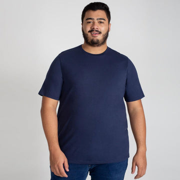 Camiseta Algodão Premium Plus Size Masculino - Azul Marinho