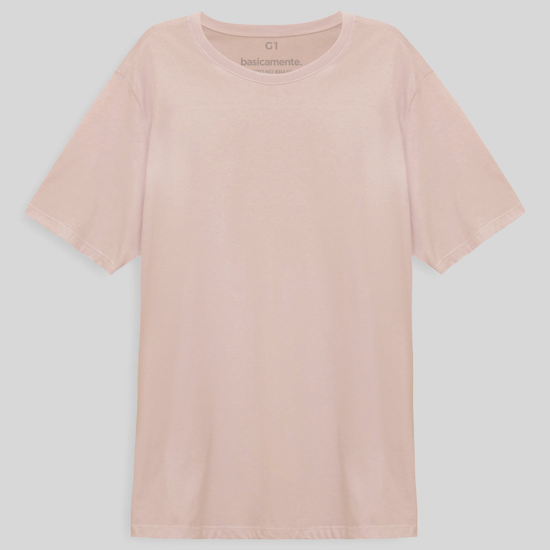Camiseta Básica Plus Size Masculina - Rosa Pastel