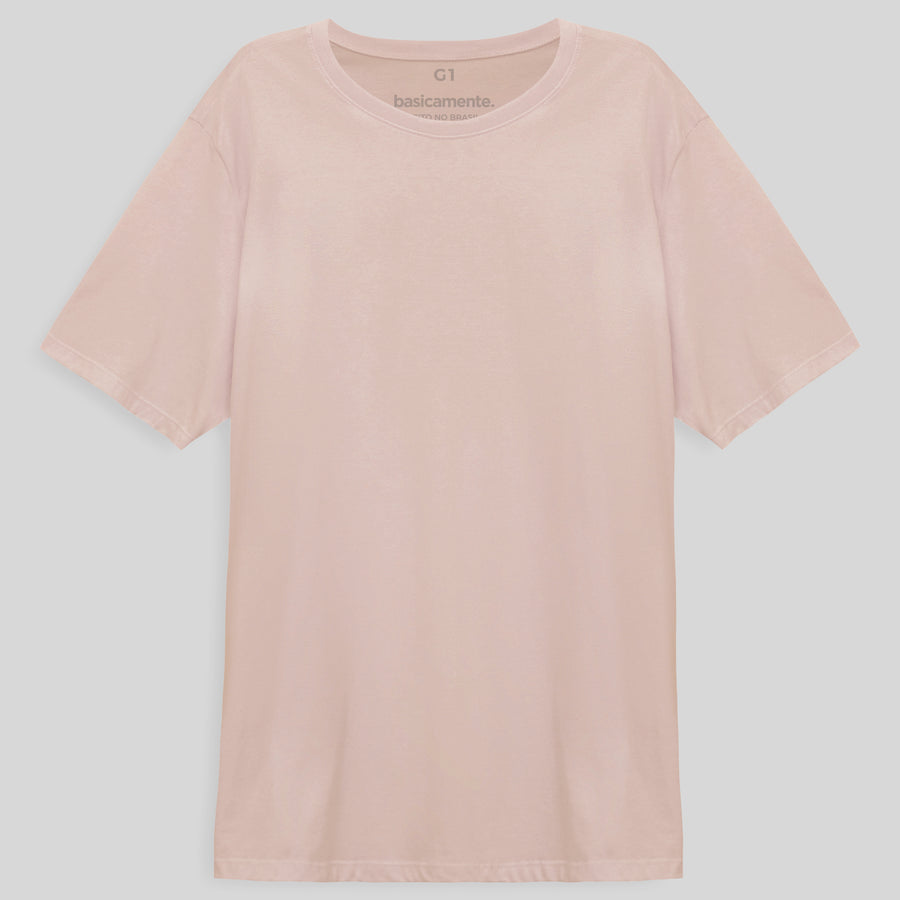 Camiseta Básica Plus Size Masculina - Rosa Pastel