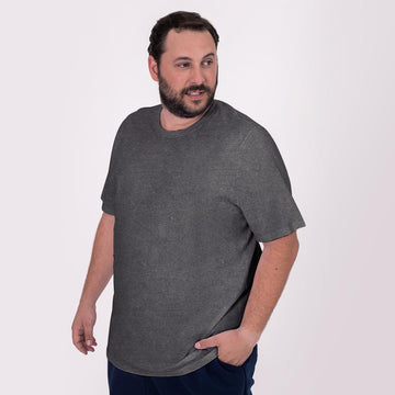 Camiseta Algodão Premium Plus Size Masculino - Mescla Escuro