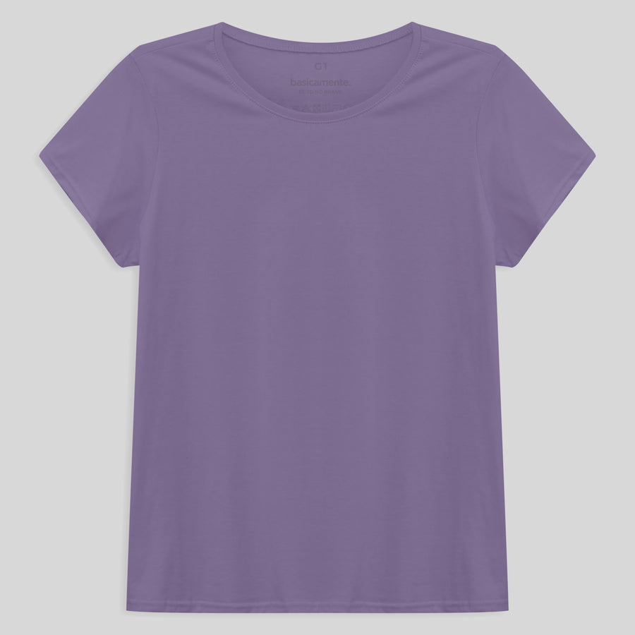 Camiseta Babylook Algodão Premium Plus Size Feminina - Lilás