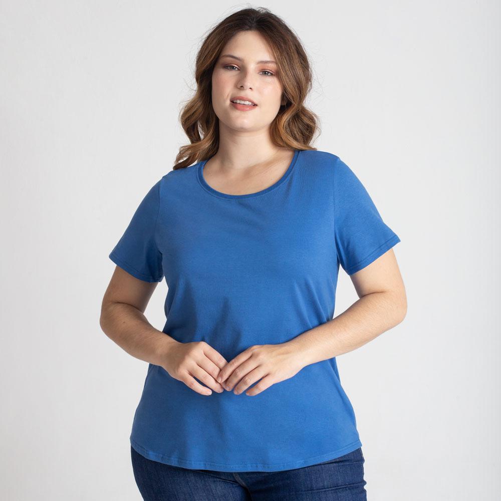 Camiseta Babylook Plus Size - Azul Oceano