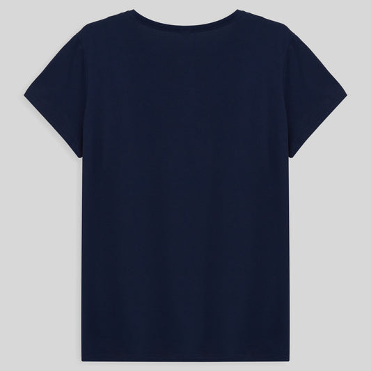 Camiseta Babylook Algodão Premium Plus Feminina - Azul Marinho