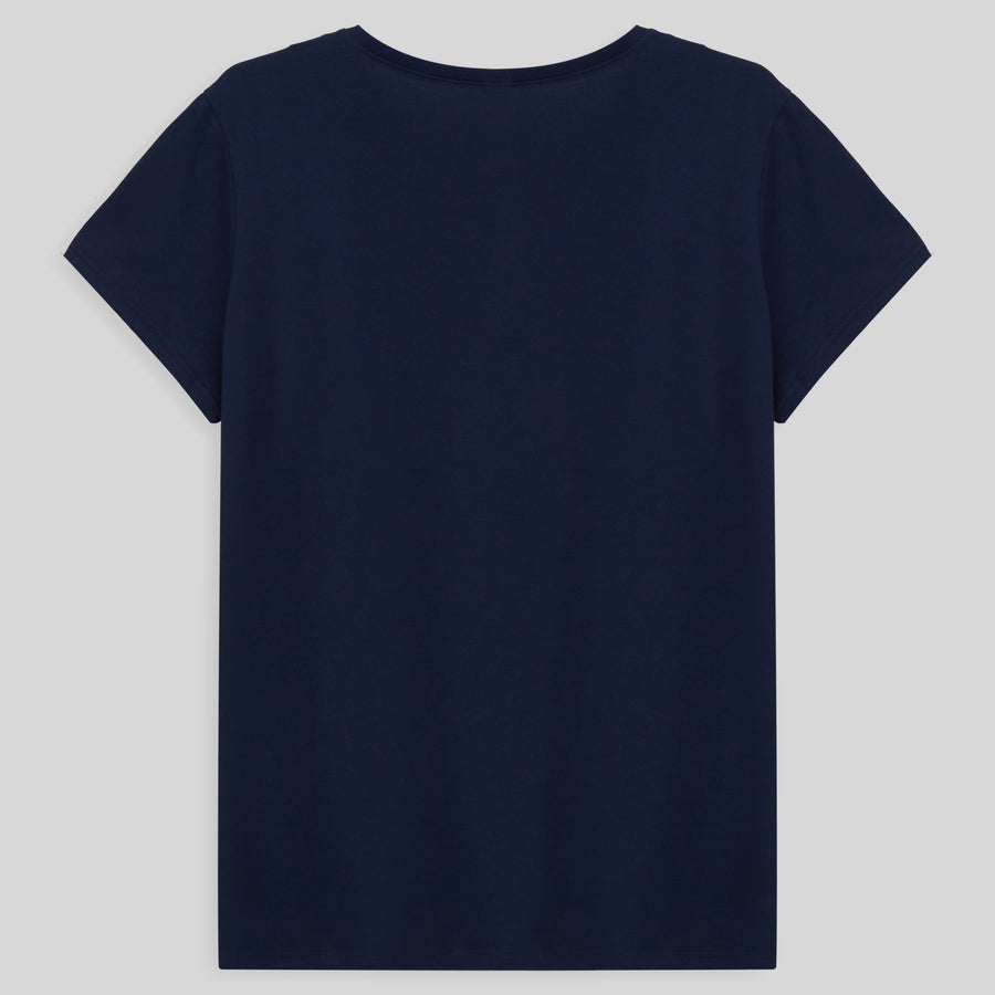 Camiseta Babylook Algodão Premium Plus Size Feminina - Azul Marinho
