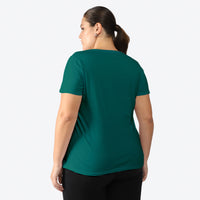 Camiseta Babylook Algodão Premium Gola V Plus Size Feminina - Verde Lago