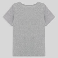 Camiseta Babylook Algodão Premium Gola V Plus Size Feminina - Mescla Claro