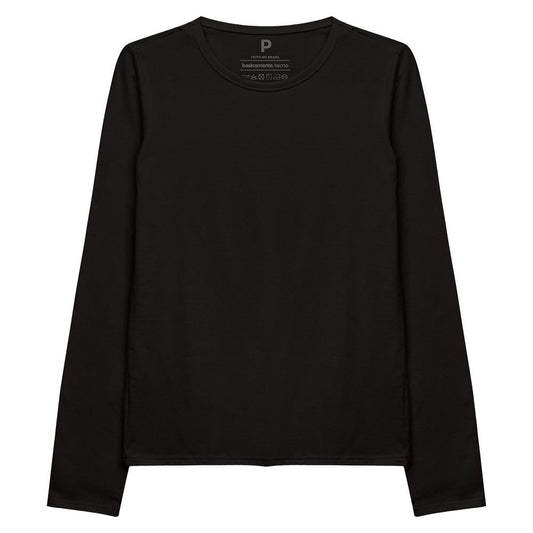 Camiseta Slim Manga Longa Feminina - Preto
