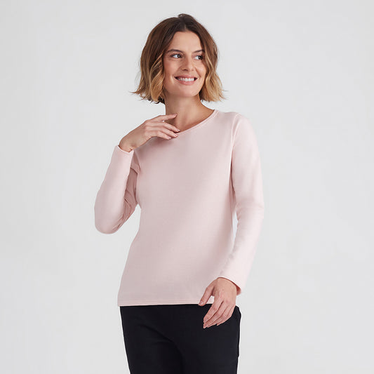 Camiseta Slim Manga Longa Feminina - Rosa Pastel