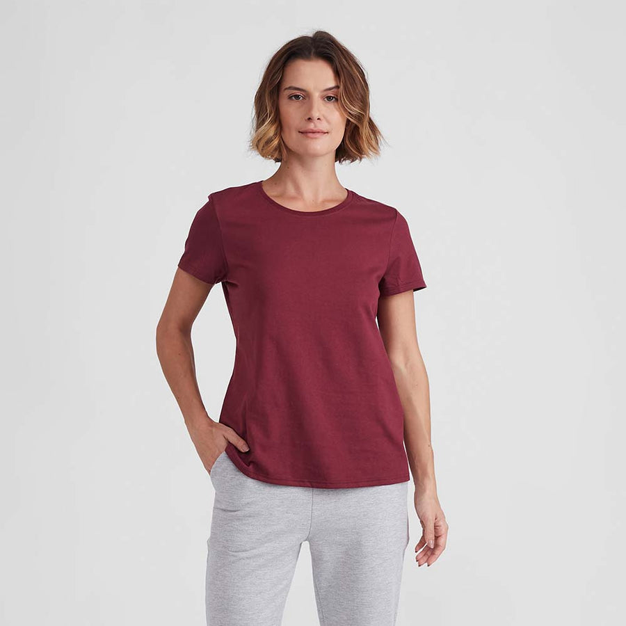 Camiseta Básica Feminina - Vermelho Vinho