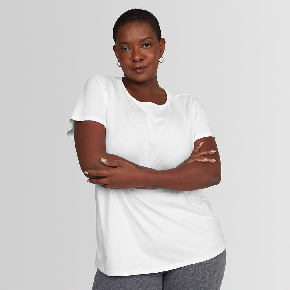 Camiseta Básica Plus Size Feminina - Branco
