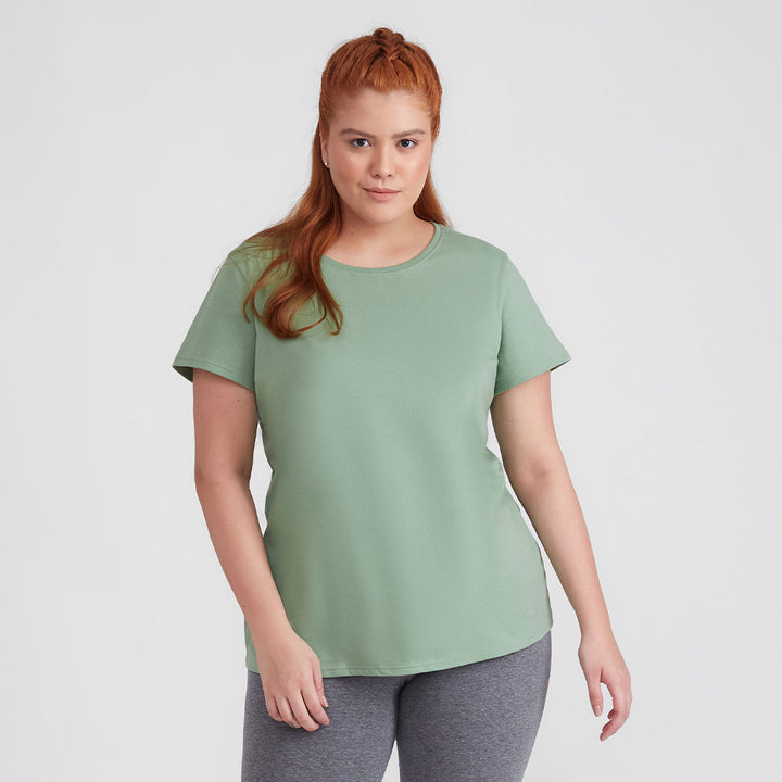 Camiseta Básica Plus Feminina - Verde Jade
