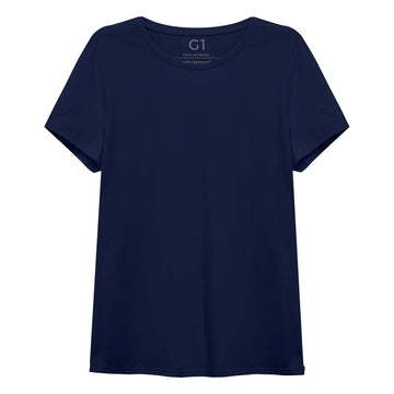 Camiseta Básica Plus Size Feminina - Azul Marinho