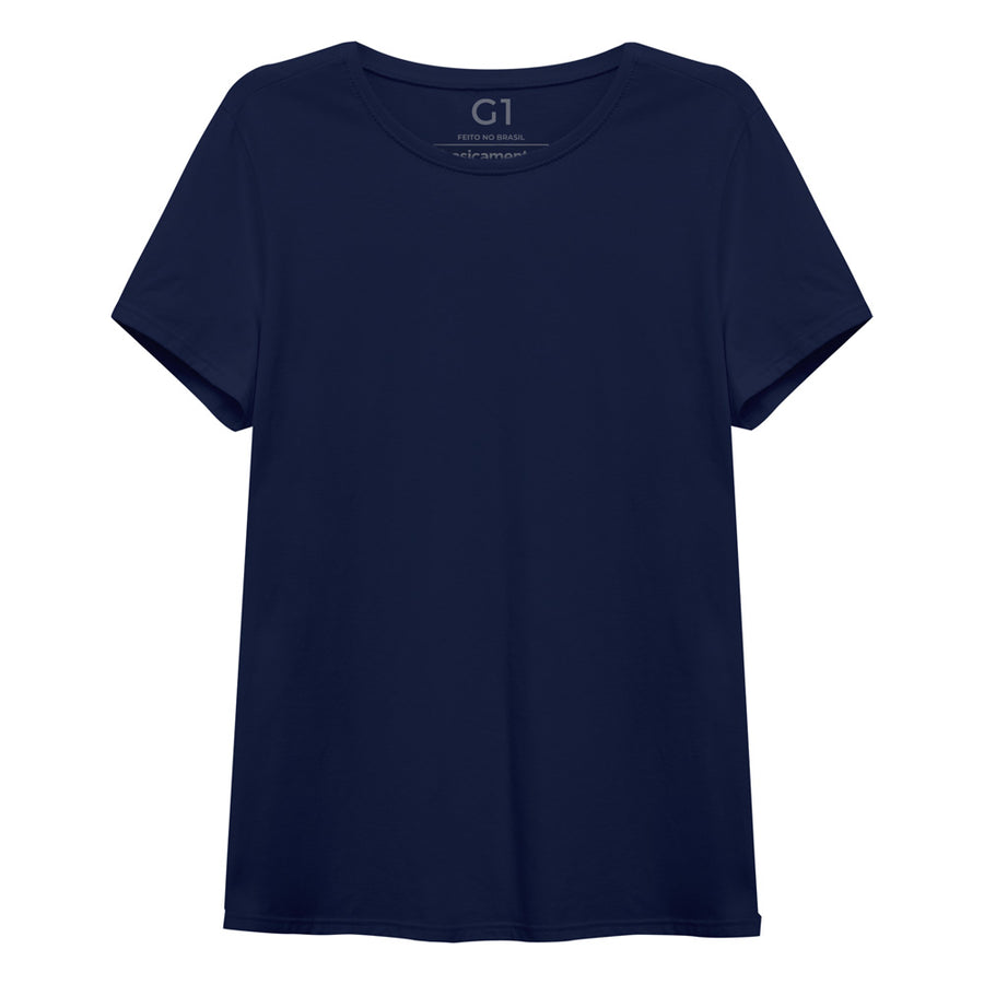 Camiseta Básica Plus Feminina - Azul Marinho