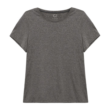 Camiseta Básica Plus Feminina - Mescla Escuro