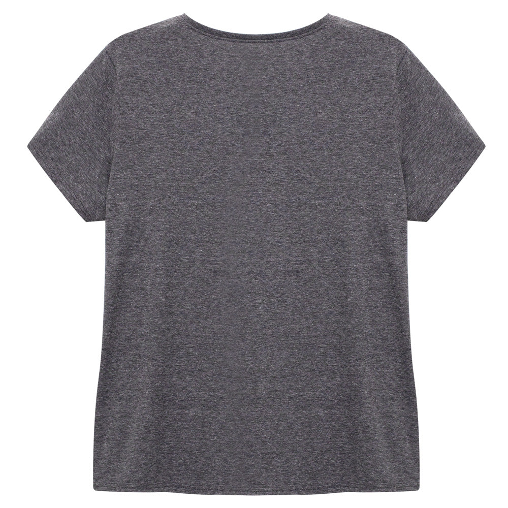 Camiseta Básica Plus Size Feminina - Mescla Escuro