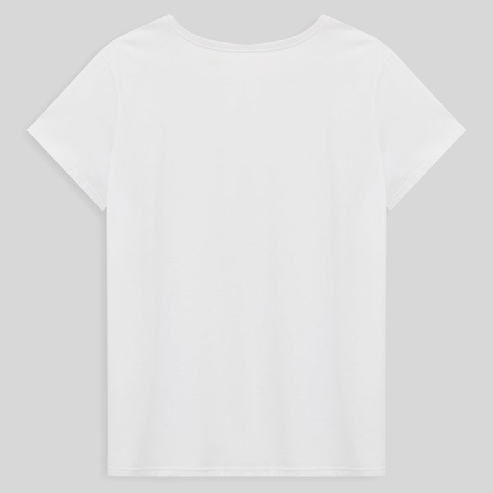 Camiseta Básica Gola V Plus Feminina - Branco