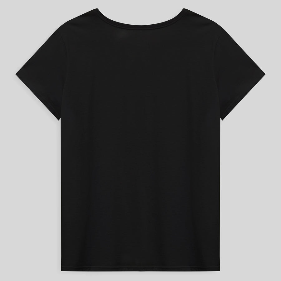 Camiseta Básica Gola V Plus Feminina - Preto