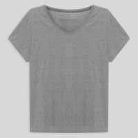 Camiseta Básica Gola V Plus Feminina - Mescla Claro
