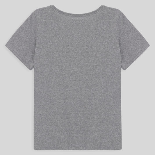 Camiseta Básica Gola V Plus Feminina - Mescla Claro