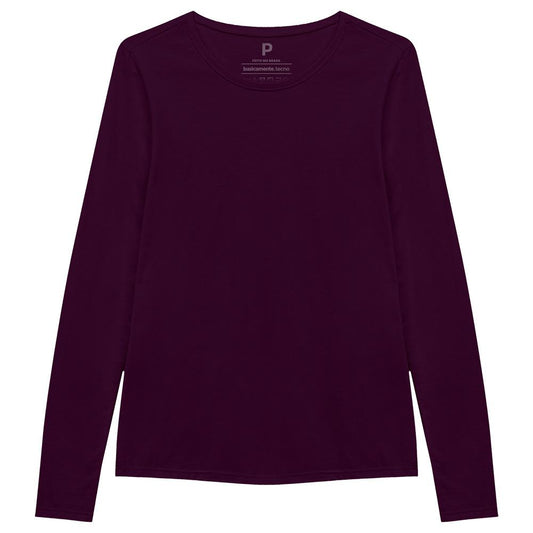 Camiseta Básica Manga Longa Feminina - Wine