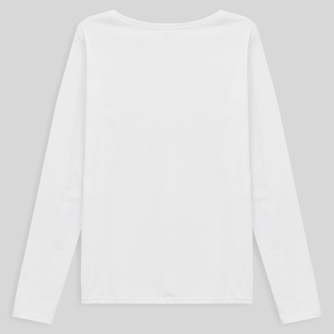 Camiseta Babylook Algodão Premium Manga Longa Gola V Plus Size Feminina - Branco