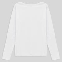 Camiseta Babylook Algodão Premium Manga Longa Gola V Plus Feminina - Branco