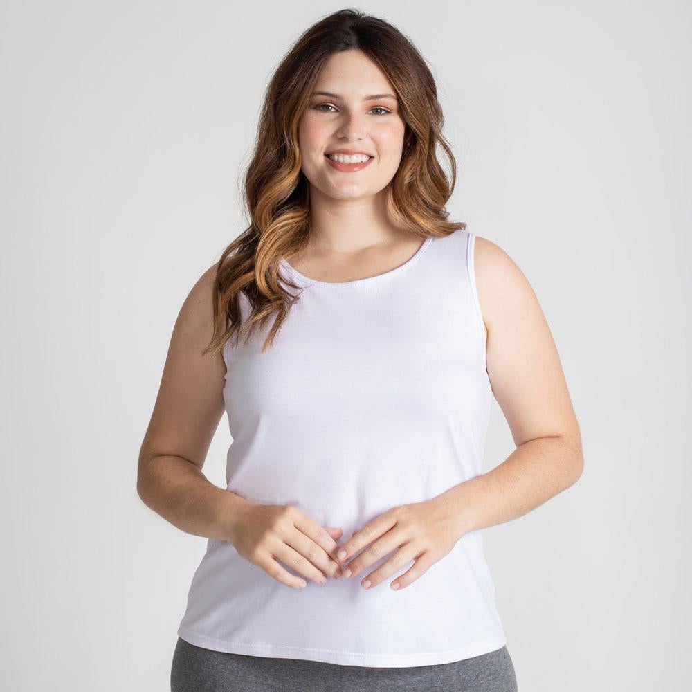Regata Algodão Premium Plus Feminina - Branco