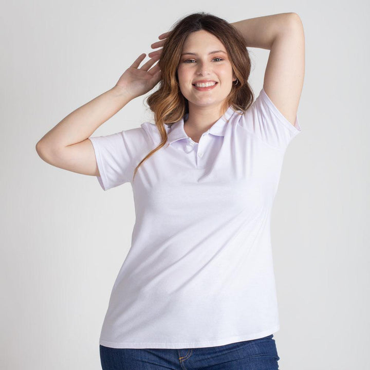 Camisa Polo Algodão Premium Plus Size Feminino - Branco