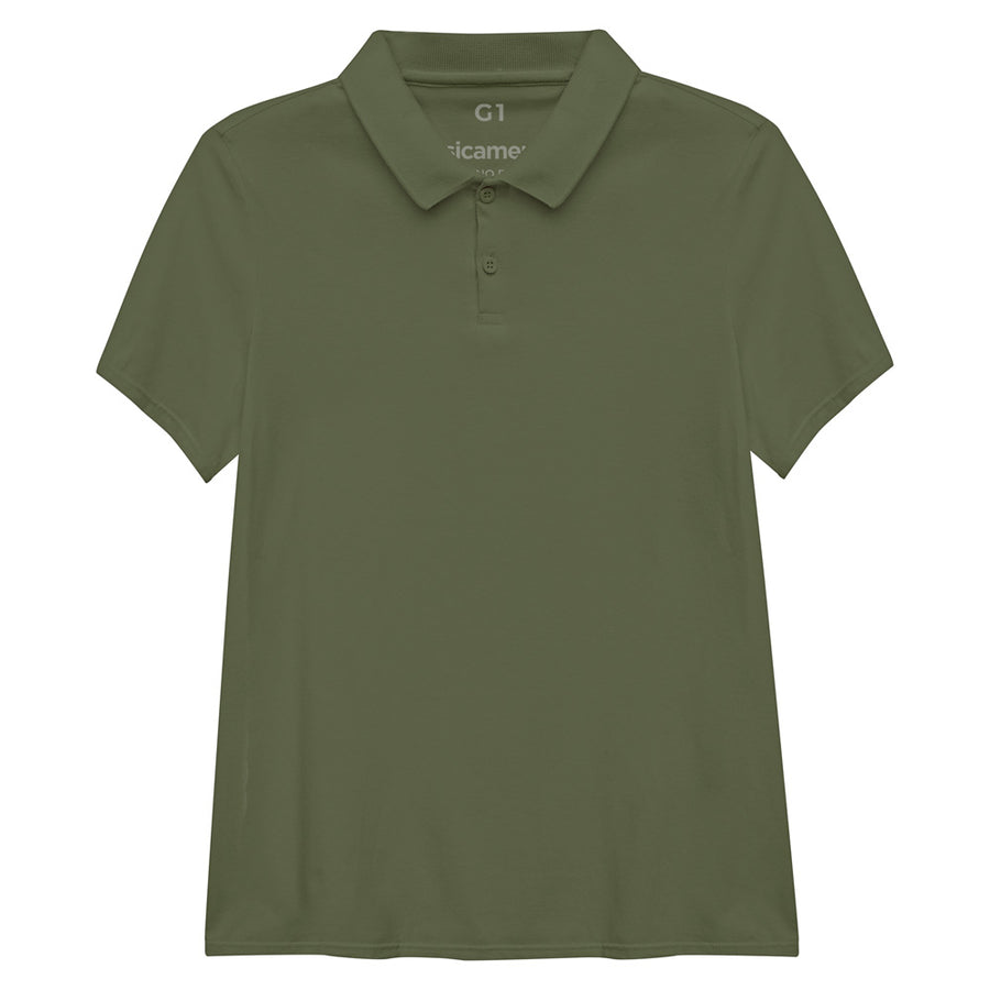 Camisa Polo Algodão Premium Plus Size Feminino - Verde Militar