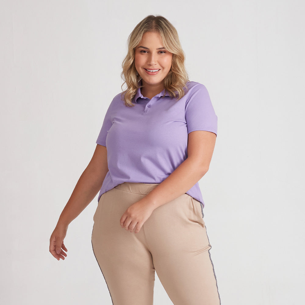 Camisa Polo Algodão Premium Plus Feminino - Lilás