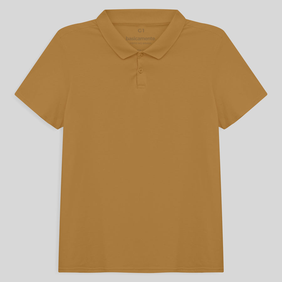 Camisa Polo Plus Size Feminina - Marrom Khaki