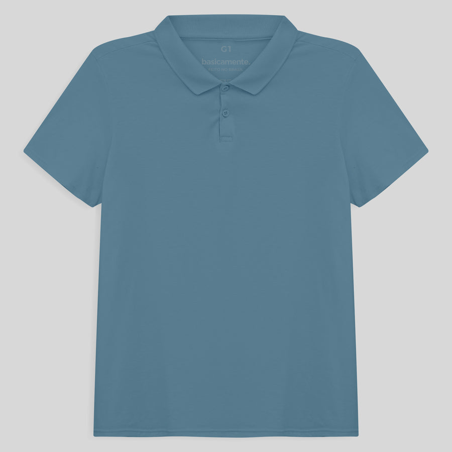 Camisa Polo Algodão Premium Plus Size Feminino - Azul Celeste