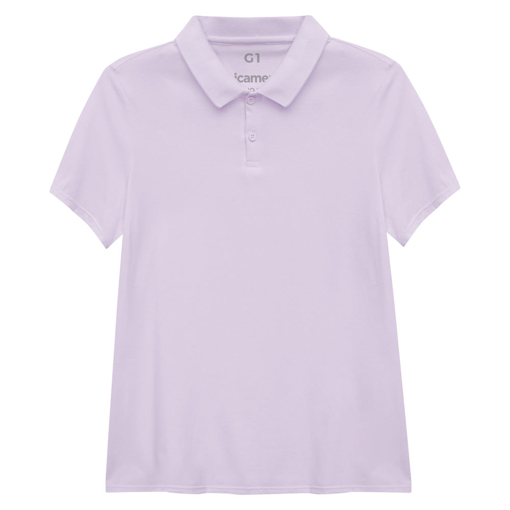 Camisa Polo Algodão Premium Plus Size Feminino - Lilás Lavanda