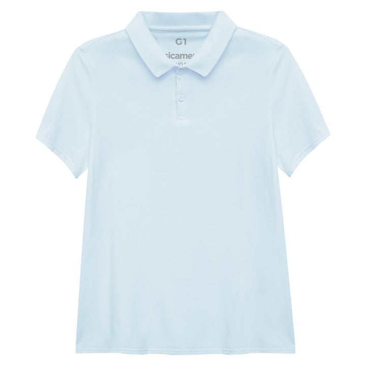 Camisa Polo Algodão Premium Plus Size Feminino - Azul Ceu