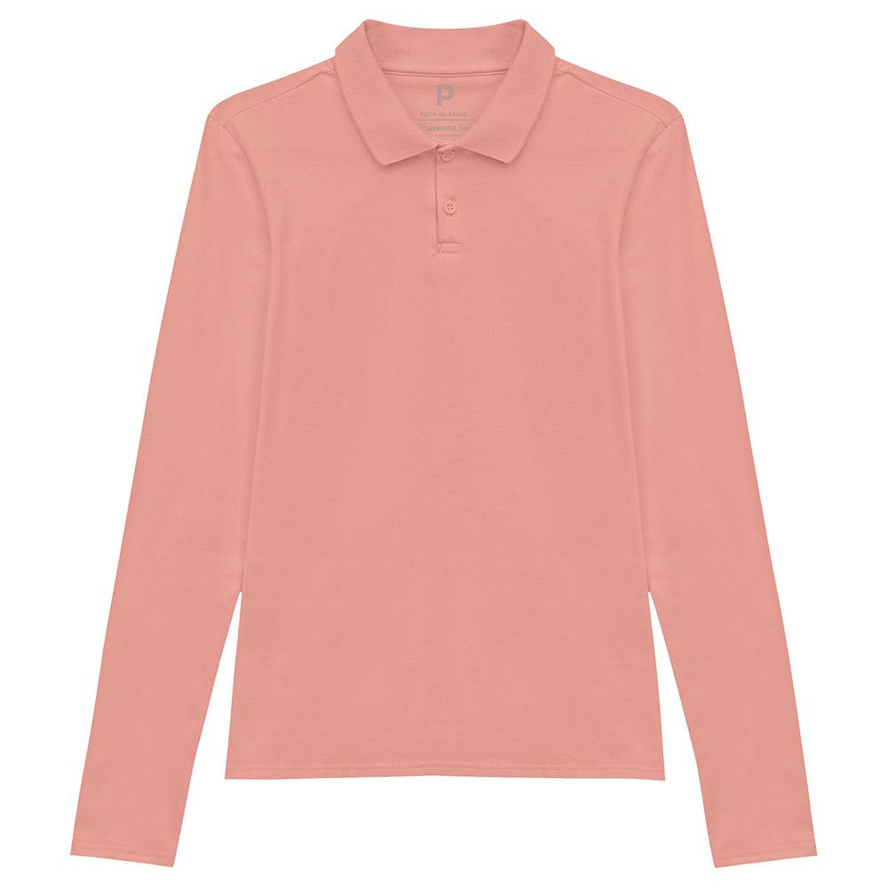 Camisa Polo Manga Longa Feminina - Rose