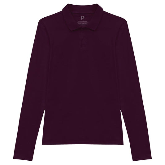 Camisa Polo Manga Longa Feminina - Wine
