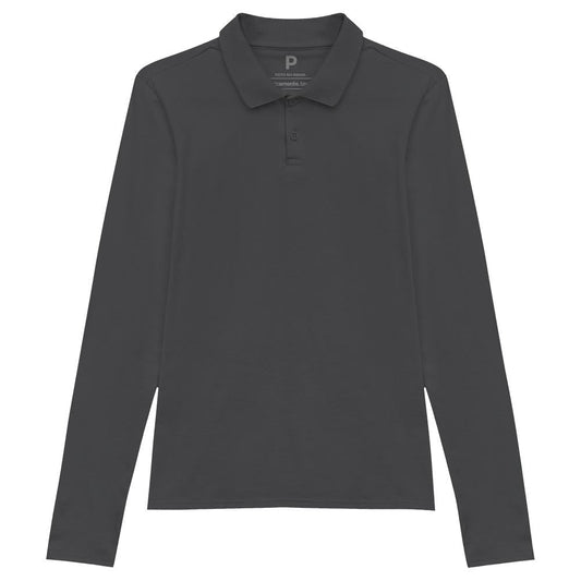 Camisa Polo Manga Longa Feminina - Cinza Ardósia