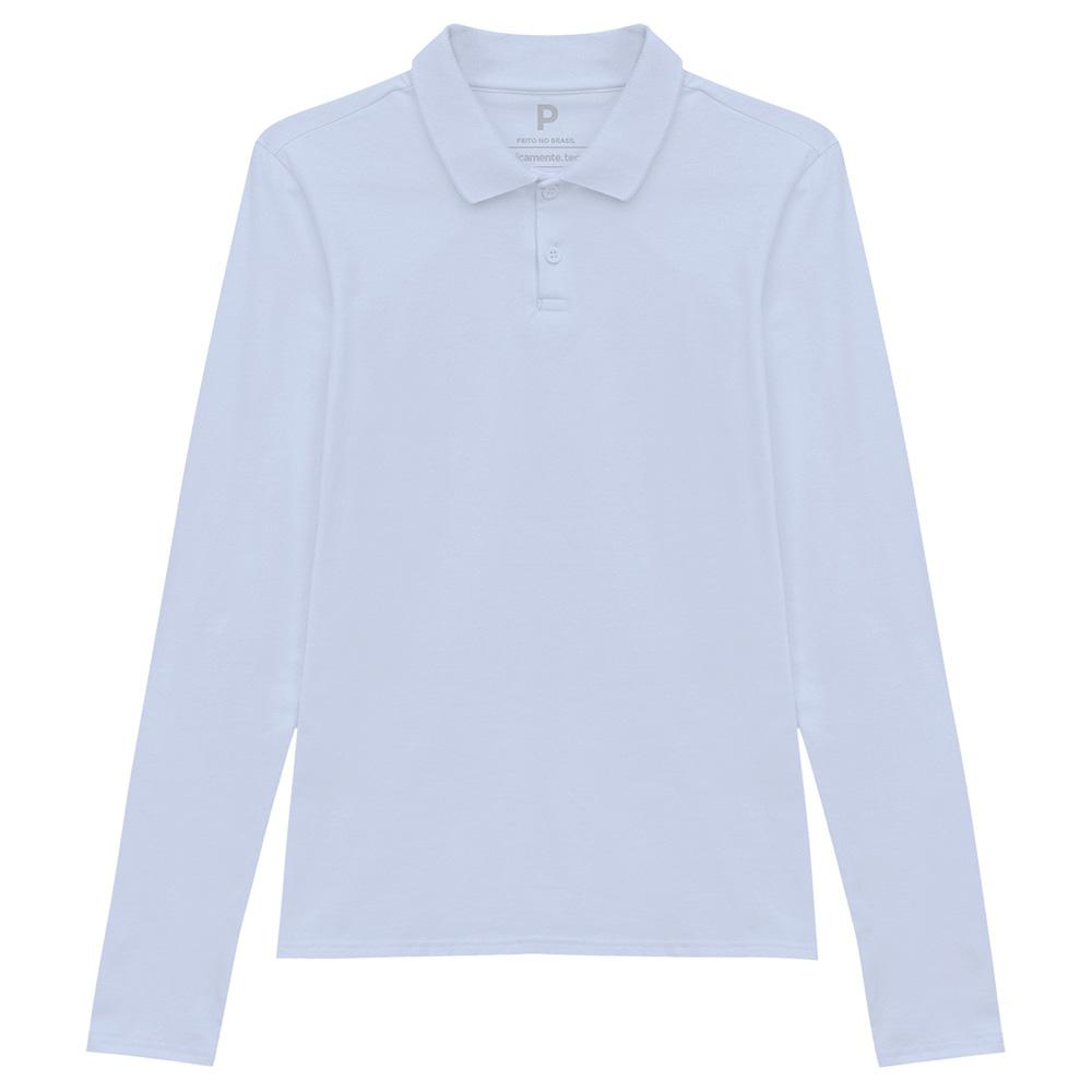 Camisa Polo Manga Longa Feminina - Azul Capri
