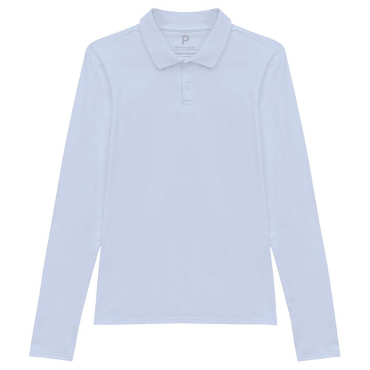 Camisa Polo Manga Longa Feminina - Azul Capri