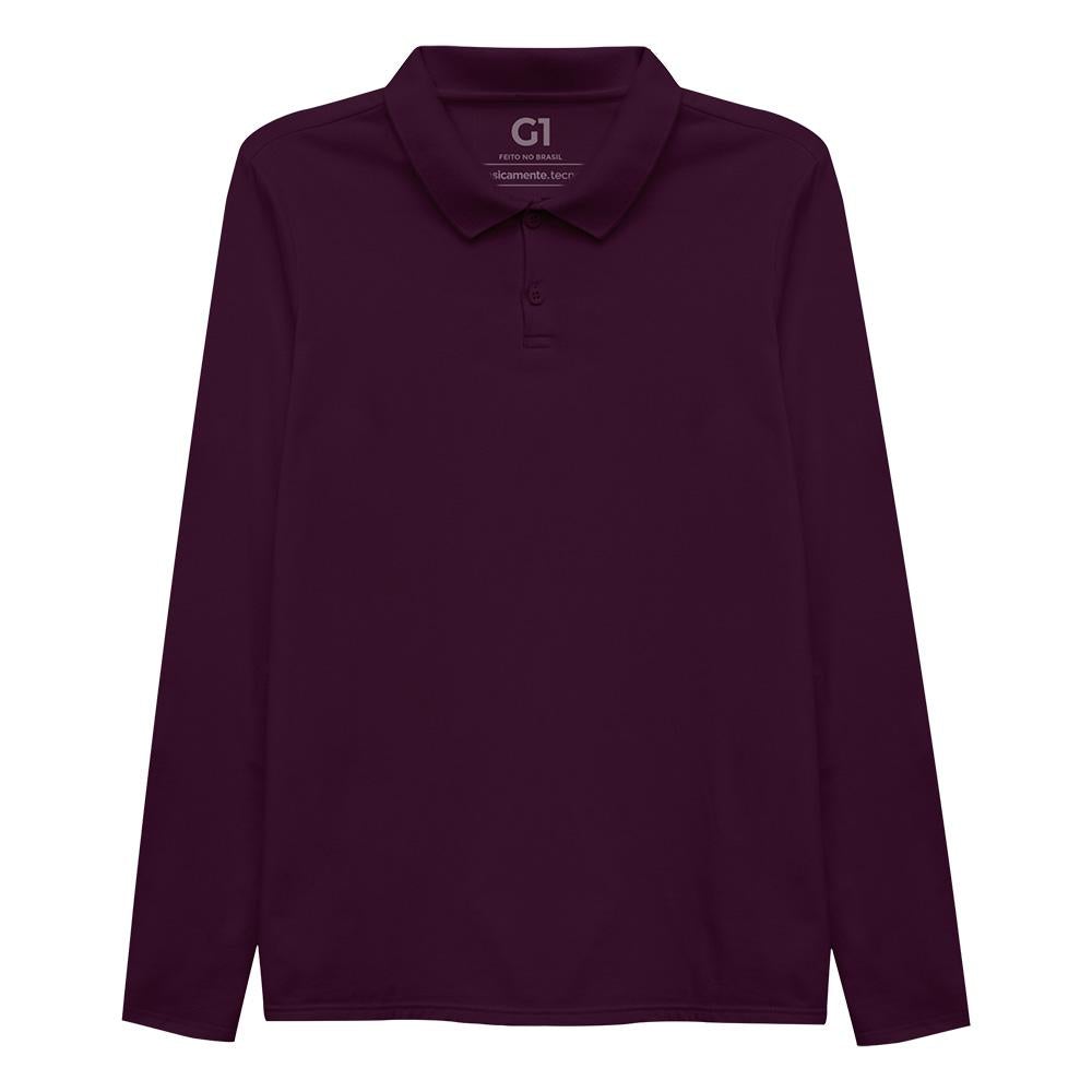 Camisa Polo Manga Longa Plus Feminina - Wine